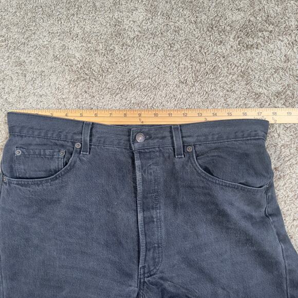 Vintage Levis 501 Jeans Mens 35X34 Black Straight Button Fly Denim Pants 90s USA - Picture 8 of 13